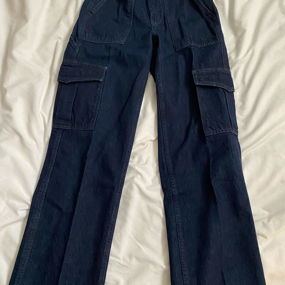 BDG Women's Dark Blue Cargo Jeans